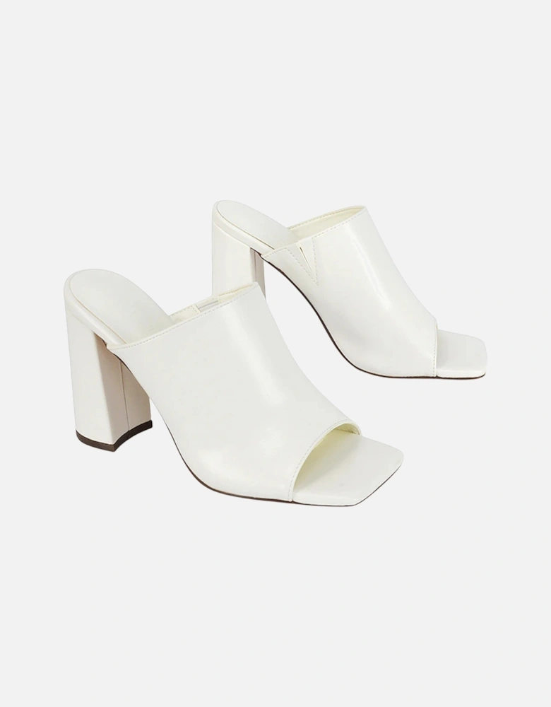 Womens/Ladies Square Toe High Block Heel Mule Sandals