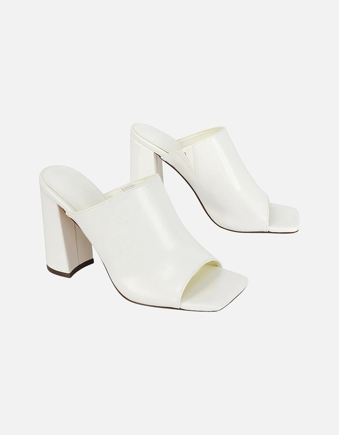 Womens/Ladies Square Toe High Block Heel Mule Sandals, 5 of 4