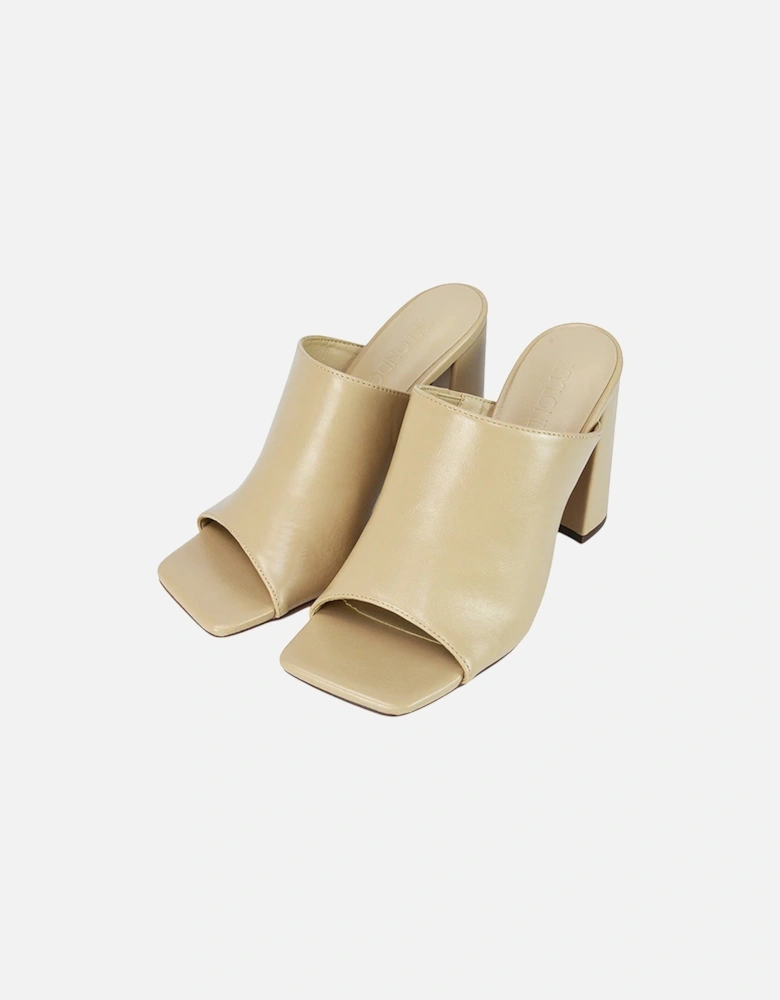 Womens/Ladies Square Toe High Block Heel Mule Sandals
