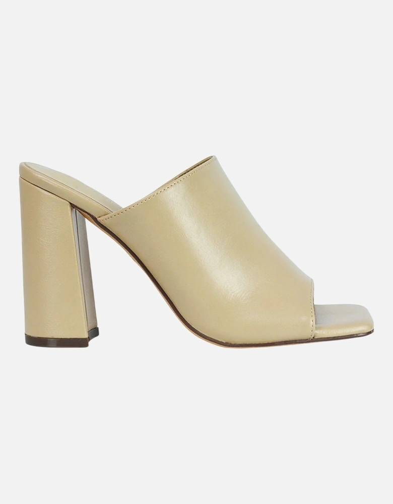 Womens/Ladies Square Toe High Block Heel Mule Sandals