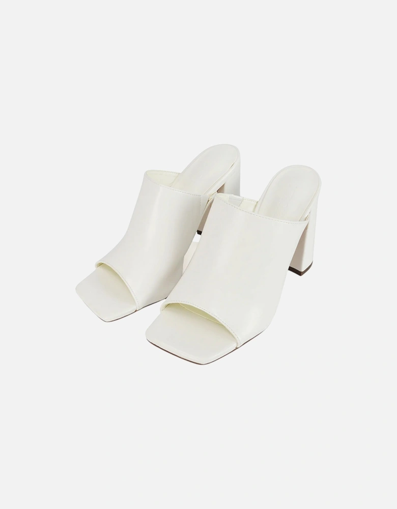 Womens/Ladies Square Toe High Block Heel Mule Sandals