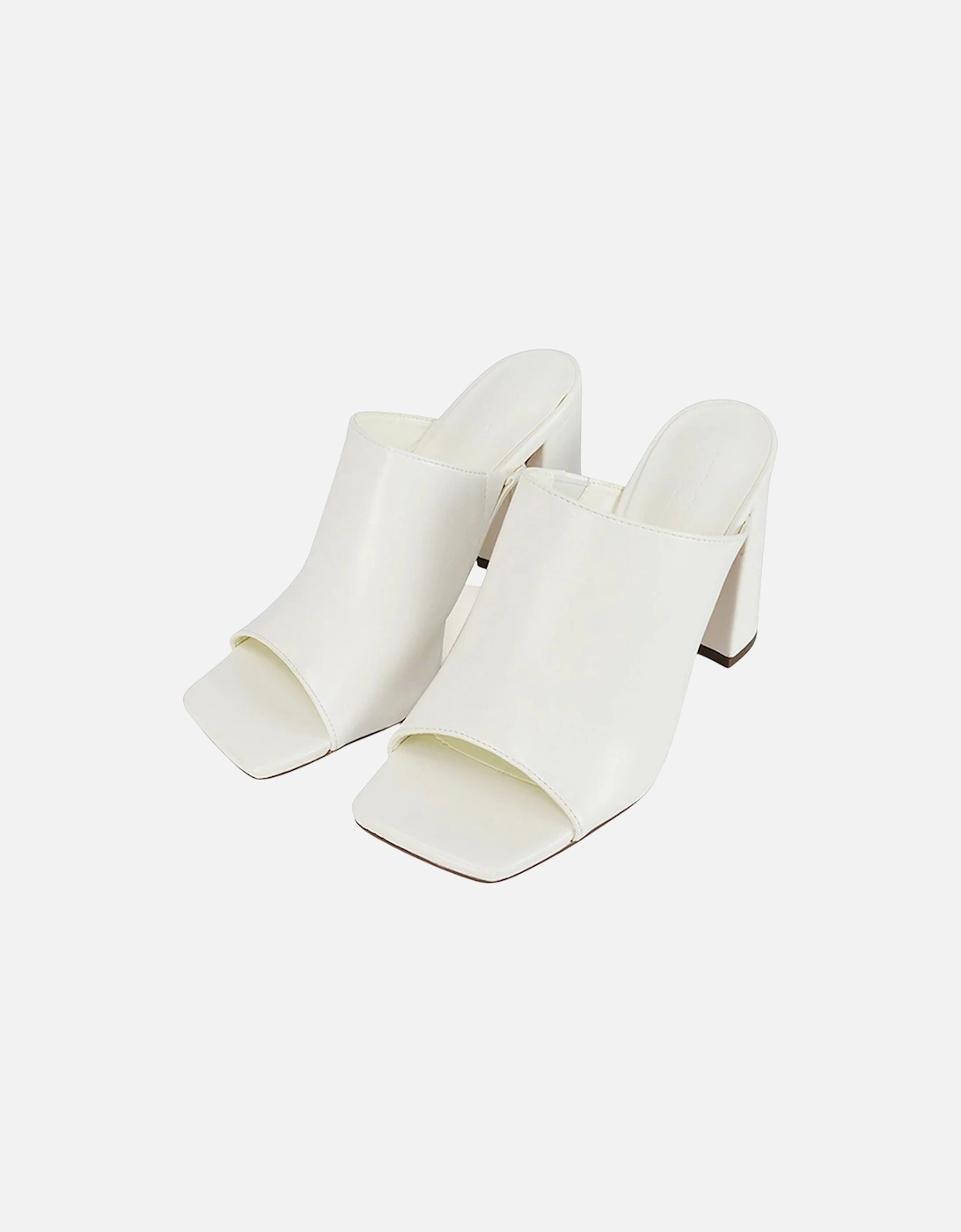 Womens/Ladies Square Toe High Block Heel Mule Sandals