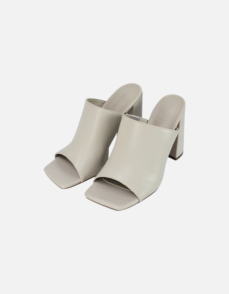 Womens/Ladies Square Toe High Block Heel Mule Sandals