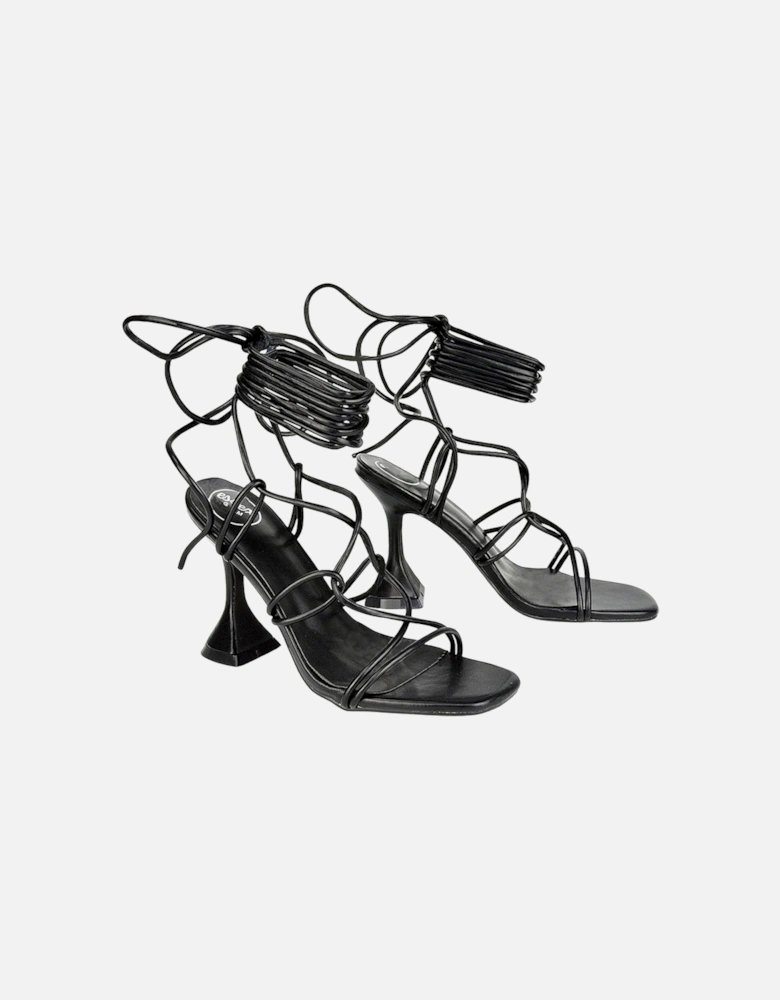 Womens/Ladies Briar Square Toe Lace Up Sculptured Mid Heel Sandals