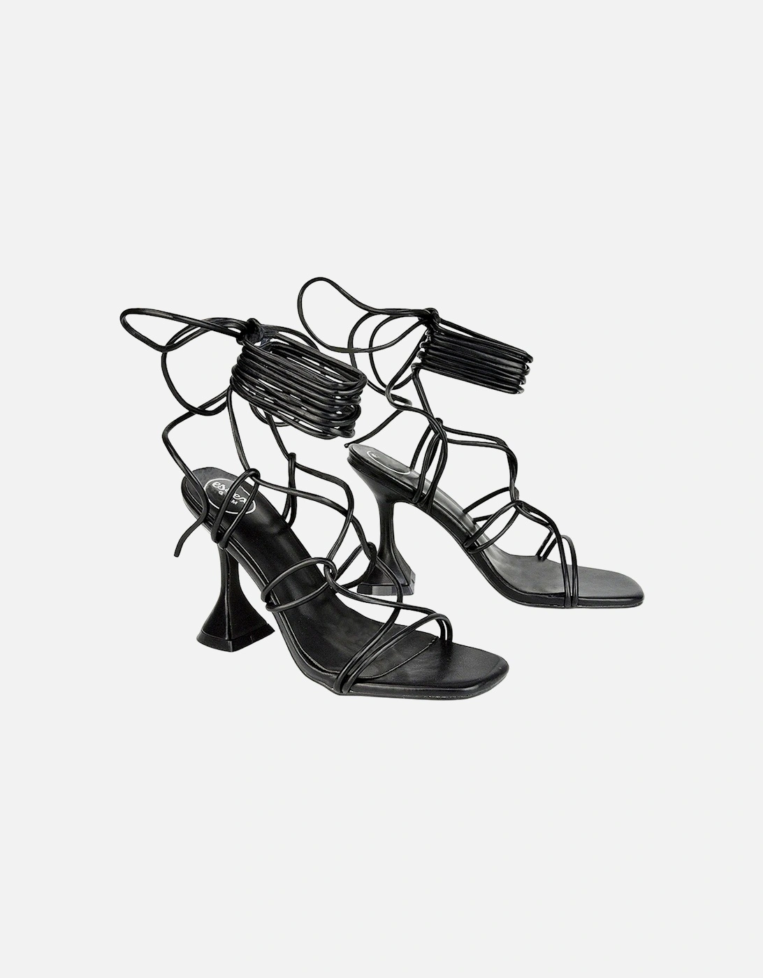 Womens/Ladies Briar Square Toe Lace Up Sculptured Mid Heel Sandals, 5 of 4