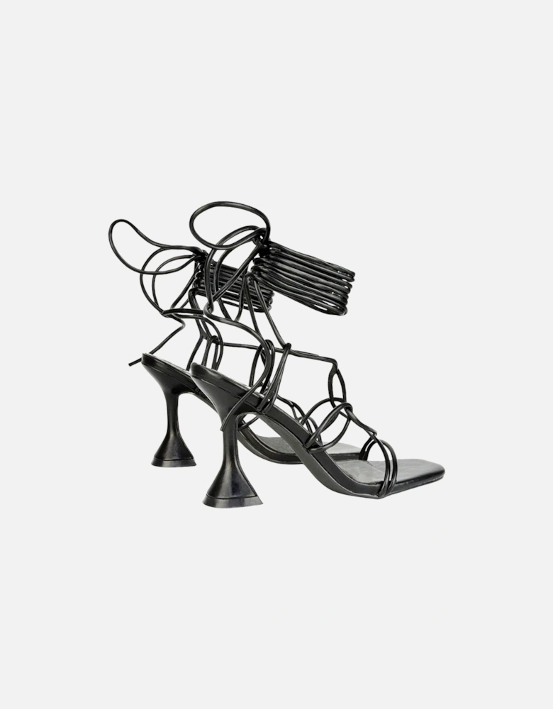 Womens/Ladies Briar Square Toe Lace Up Sculptured Mid Heel Sandals