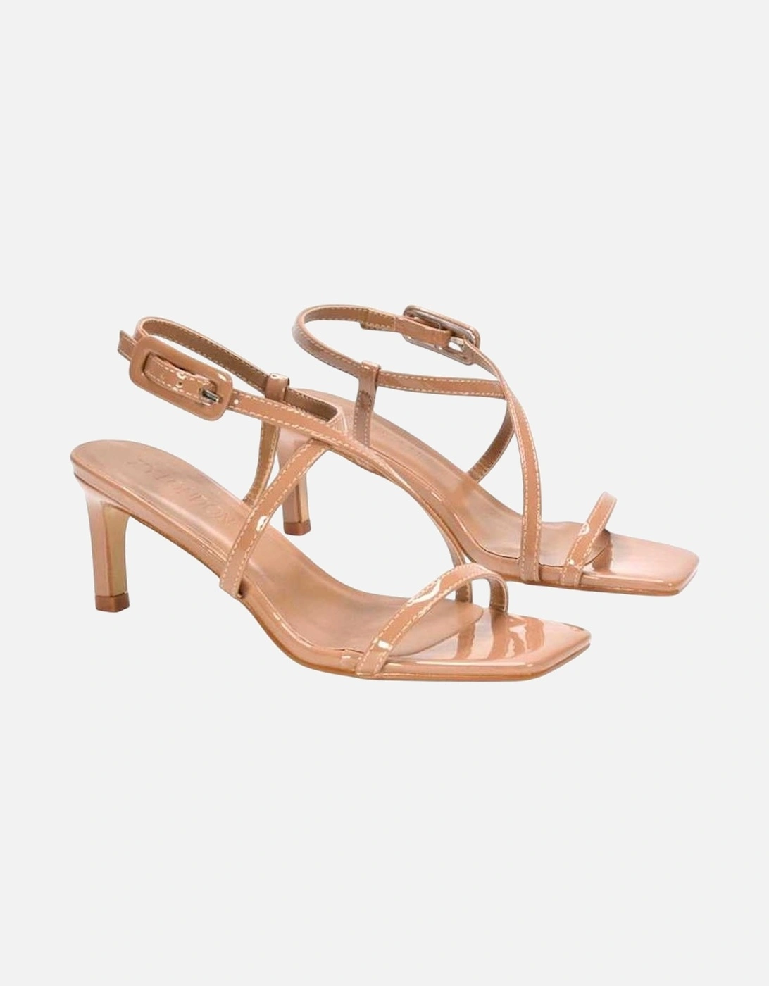 Womens/Ladies Gabriella Patent Square Toe Mid Stiletto Sandals