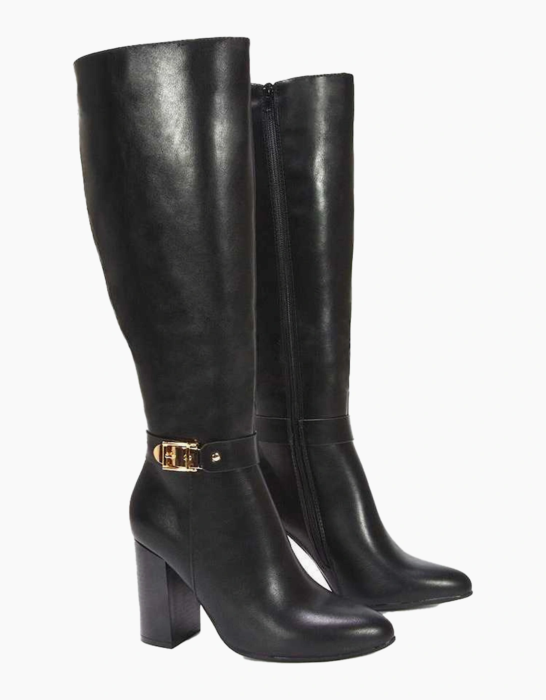 Womens/Ladies Audrey Synthetic Leather Wide Calf Knee-High Boots