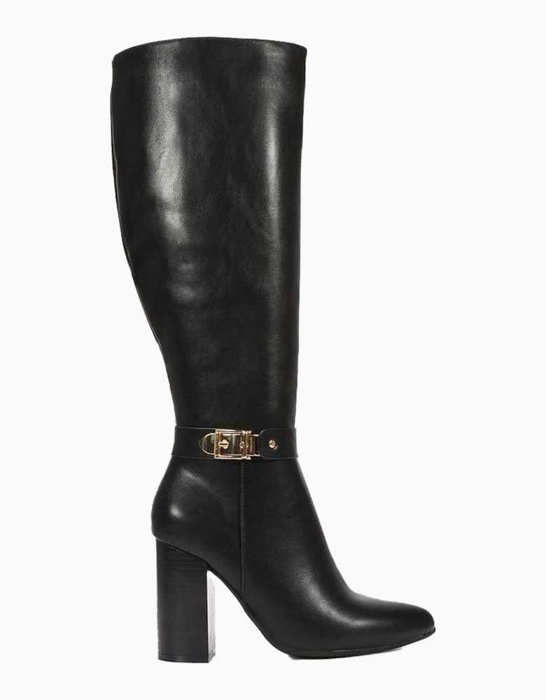 Womens/Ladies Audrey Synthetic Leather Wide Calf Knee-High Boots