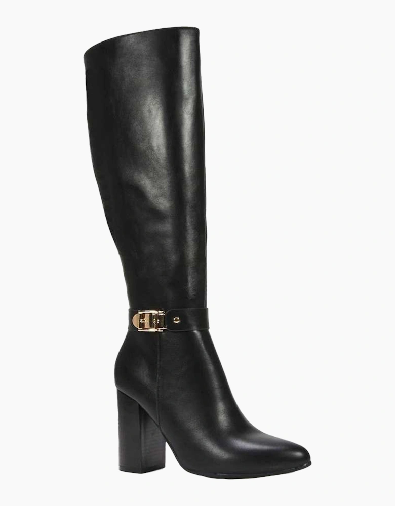 Womens/Ladies Audrey Synthetic Leather Wide Calf Knee-High Boots