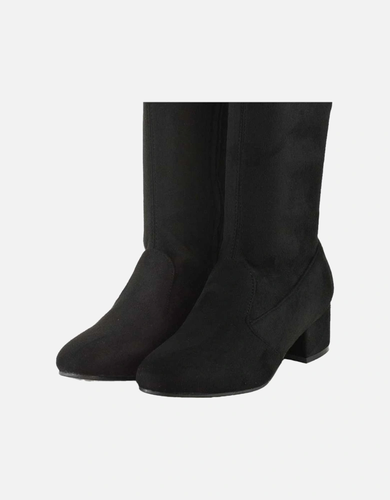 Womens/Ladies June Low Block Heel Knee-High Boots