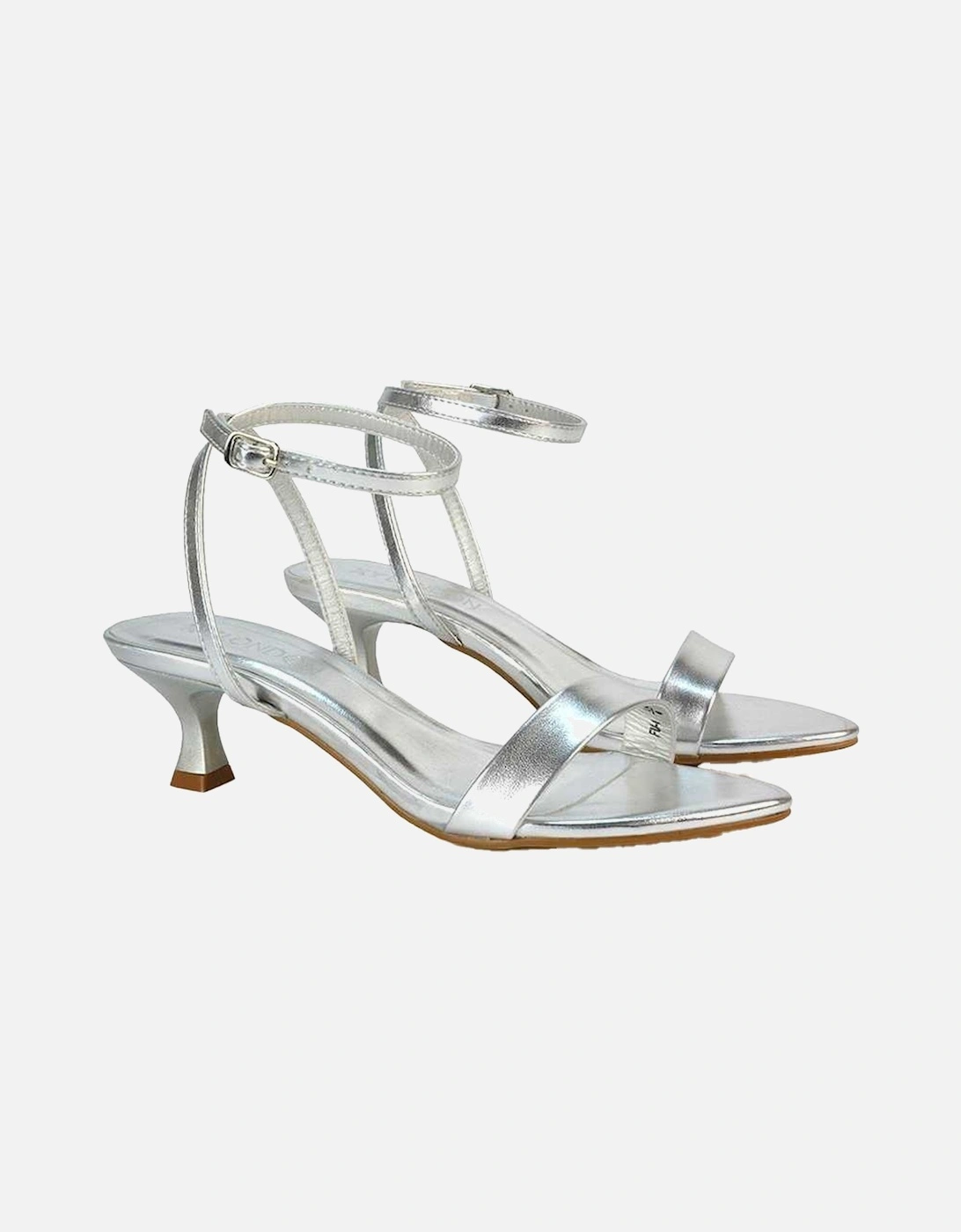 Womens/Ladies Antonia Metallic Strappy Low Kitten Heel Sandals