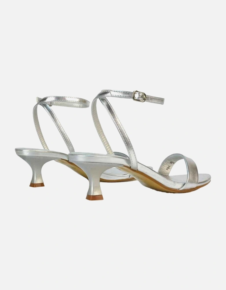 Womens/Ladies Antonia Metallic Strappy Low Kitten Heel Sandals