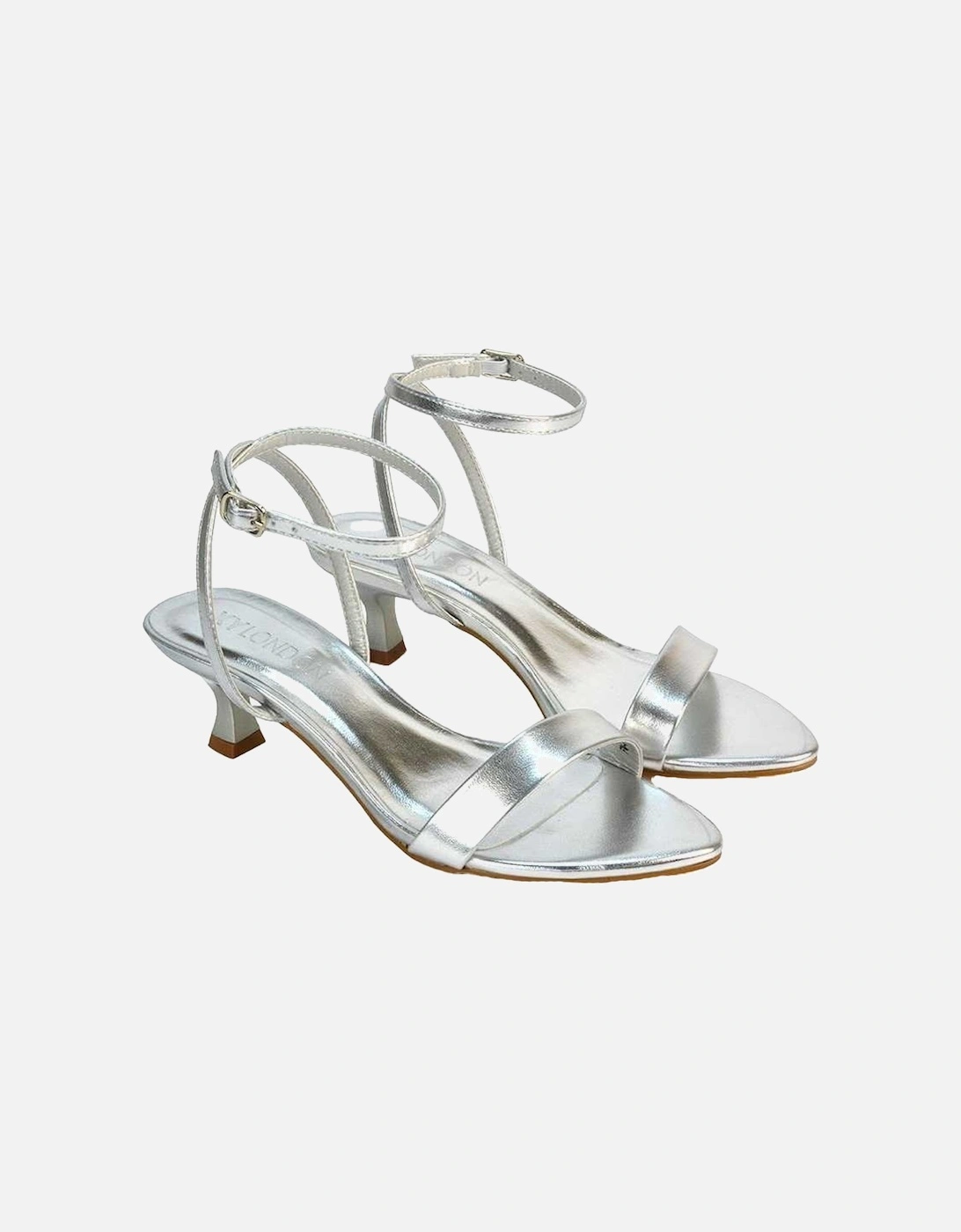 Womens/Ladies Antonia Metallic Strappy Low Kitten Heel Sandals