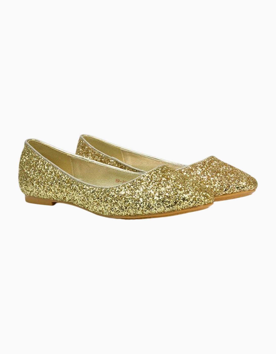 Women's XY London Womens/Ladies Karissa Glitter Flat Ballerina Flats - Gold - Size: 6
