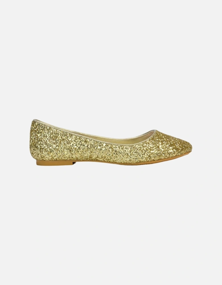 Womens/Ladies Karissa Glitter Flat Ballerina Flats