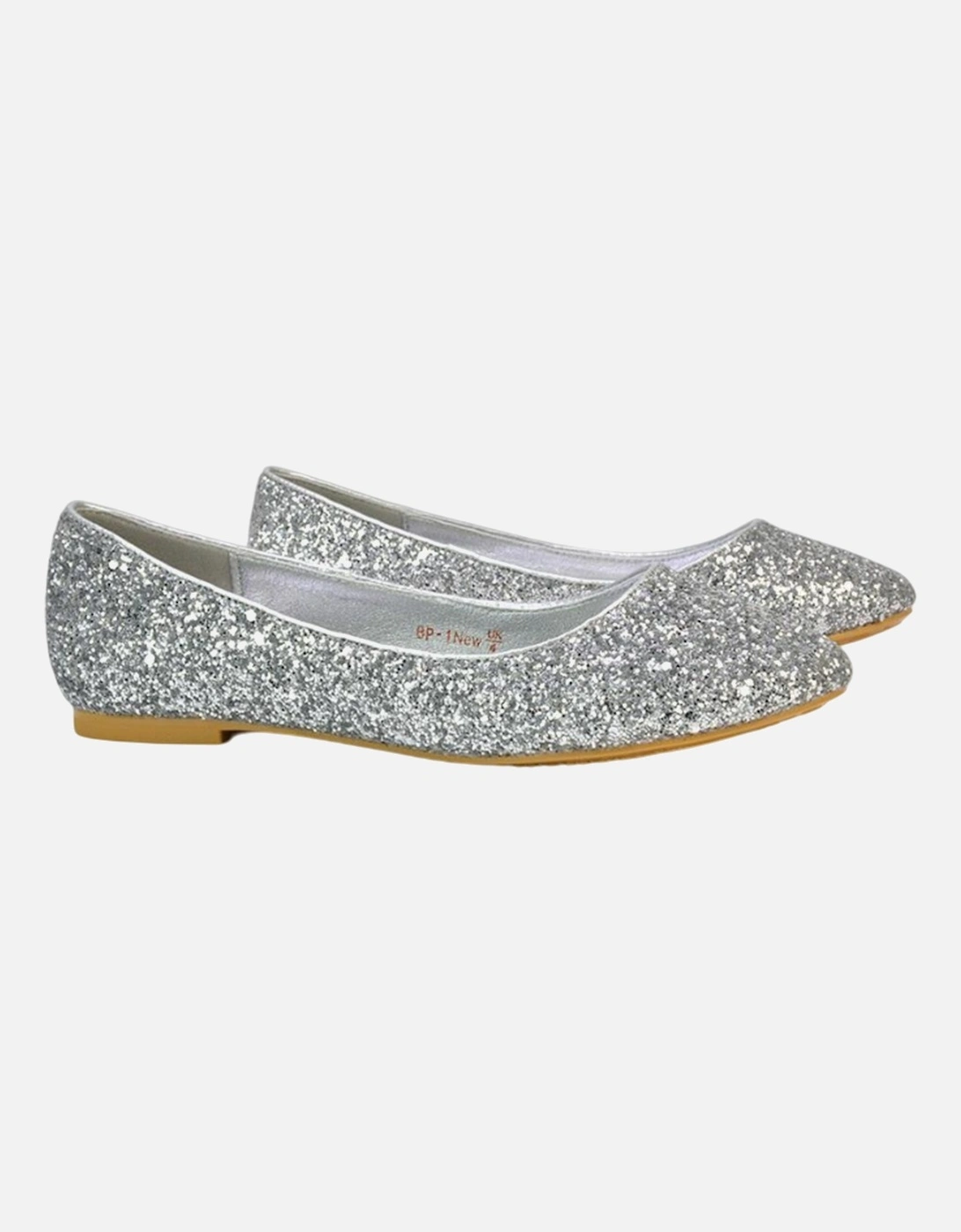 Womens/Ladies Karissa Glitter Flat Ballerina Flats