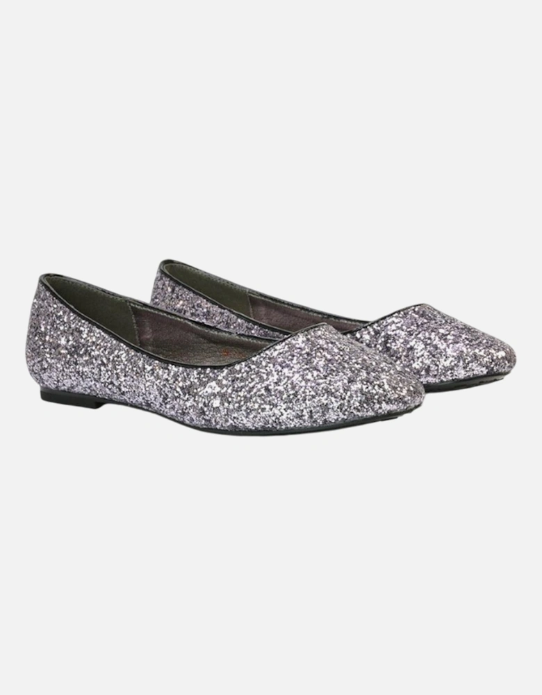 Womens/Ladies Karissa Glitter Flat Ballerina Flats