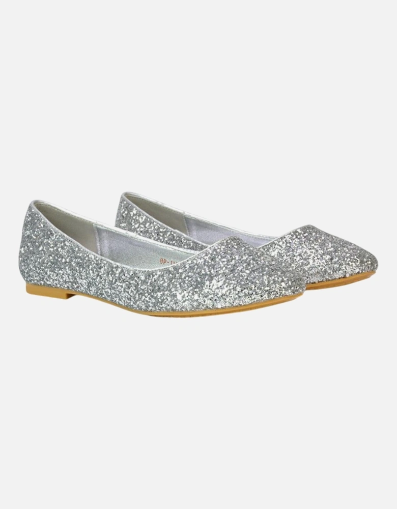 Womens/Ladies Karissa Glitter Flat Ballerina Flats