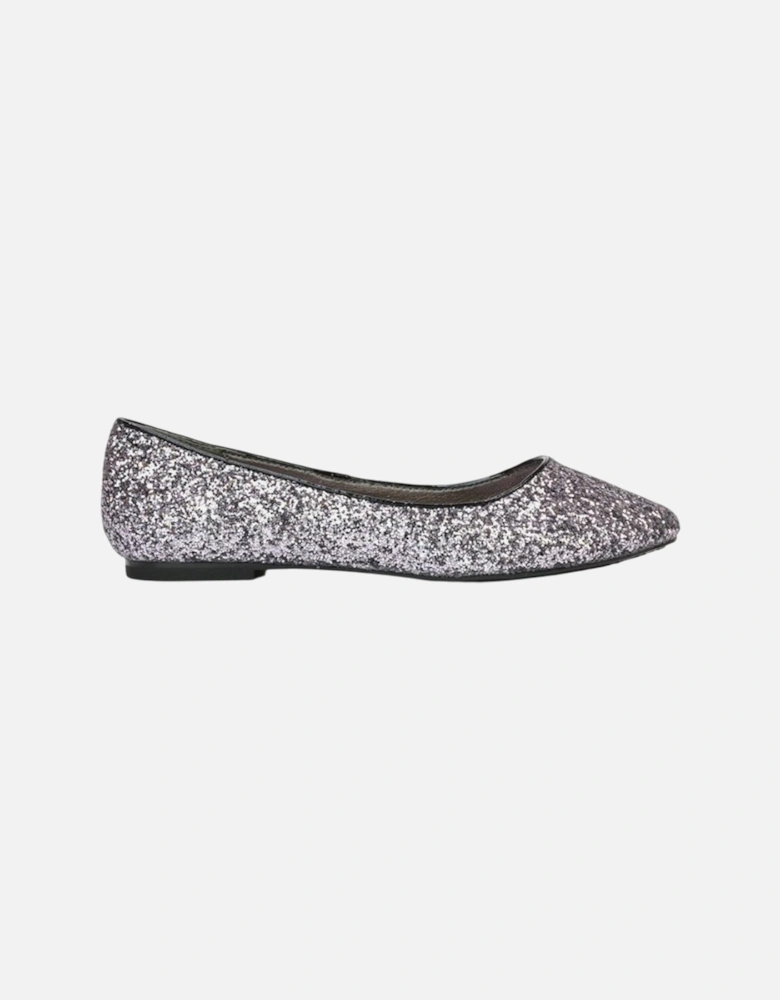 Womens/Ladies Karissa Glitter Flat Ballerina Flats