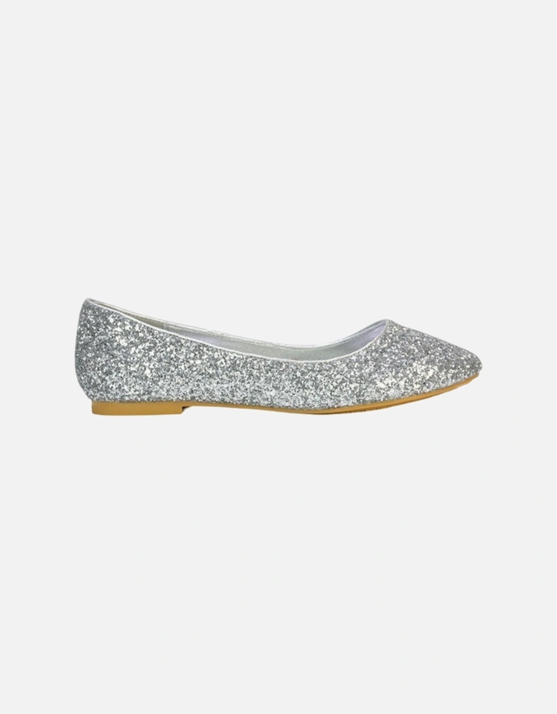 Womens/Ladies Karissa Glitter Flat Ballerina Flats