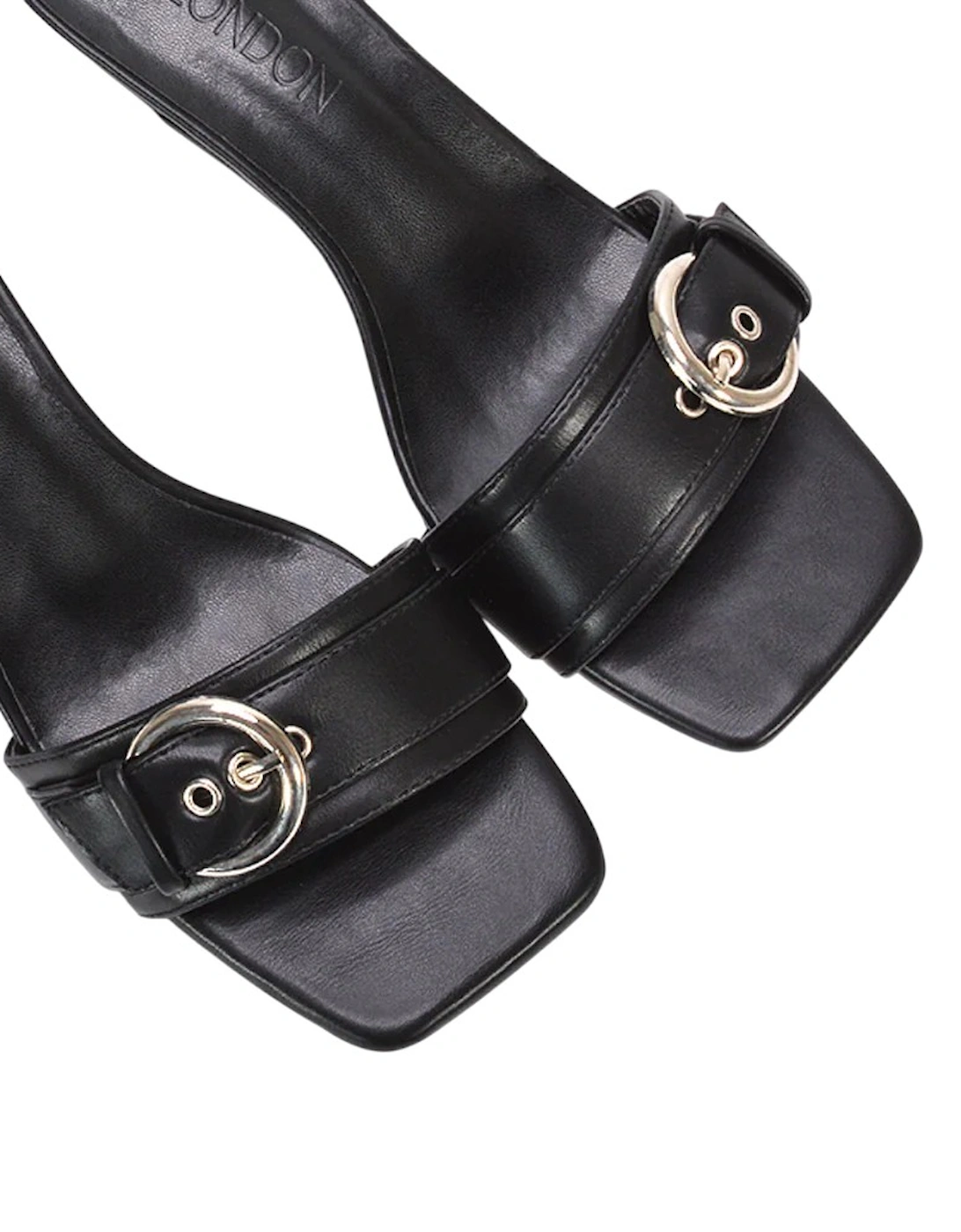 Womens/Ladies Addison Buckle Detail Slip-on Kitten Heel Mule Sandals