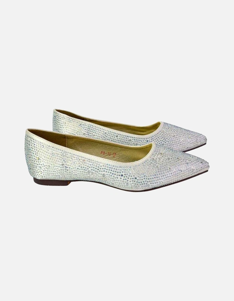 Womens/Ladies Marshall Rhinestone Pointed Flat Ballerina Flats