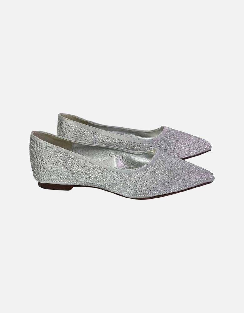 Womens/Ladies Marshall Rhinestone Pointed Flat Ballerina Flats