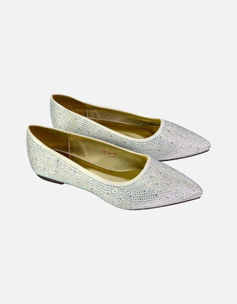 Womens/Ladies Marshall Rhinestone Pointed Flat Ballerina Flats
