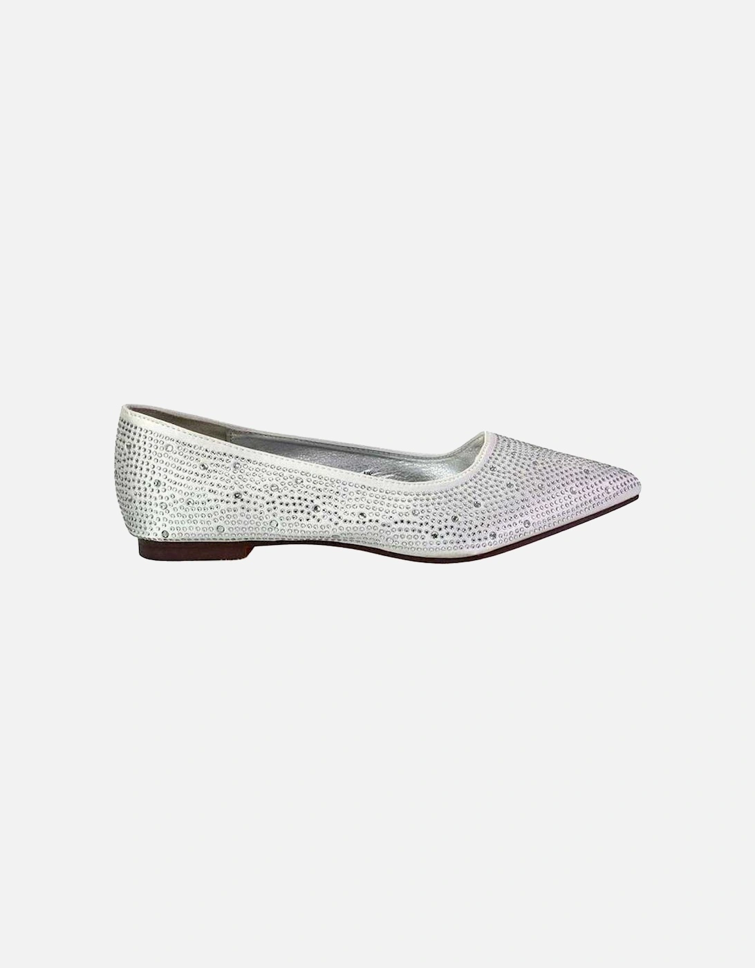 Women's XY London Womens/Ladies Marshall Rhinestone Pointed Flat Ballerina Flats - White - Size: 6