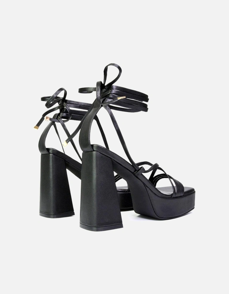 Womens/Ladies Eden Strappy Flare Block High Heels