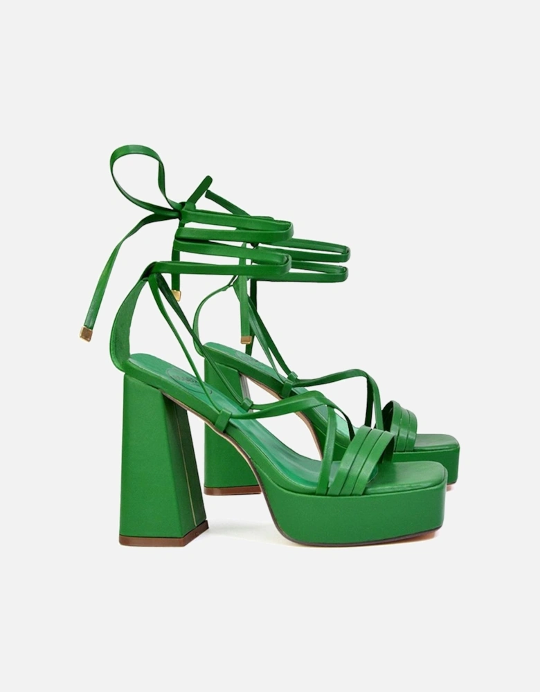 Womens/Ladies Eden Strappy Flare Block High Heels