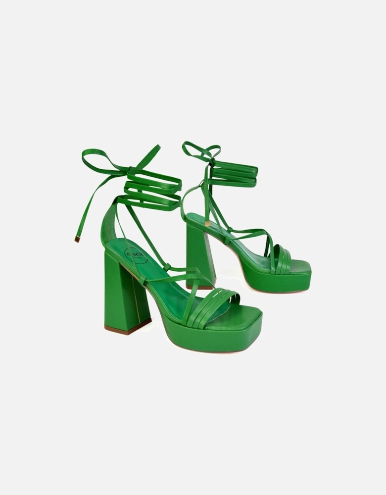 Womens/Ladies Eden Strappy Flare Block High Heels