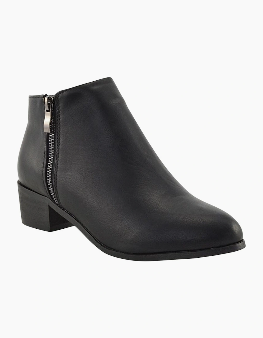 Xy London Women's Black / Alberto Zip Low Block Heel Ankle Boots - Size: 8