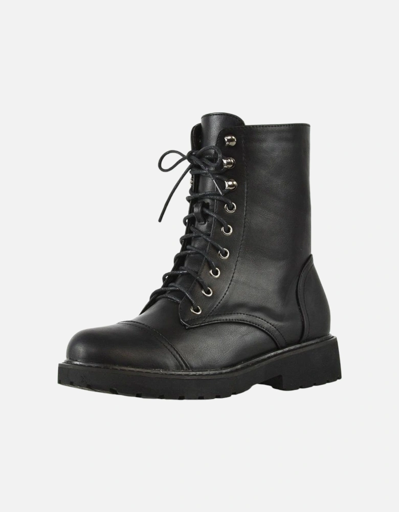 Womens/Ladies River Zip Military Low Heel Combat Boots