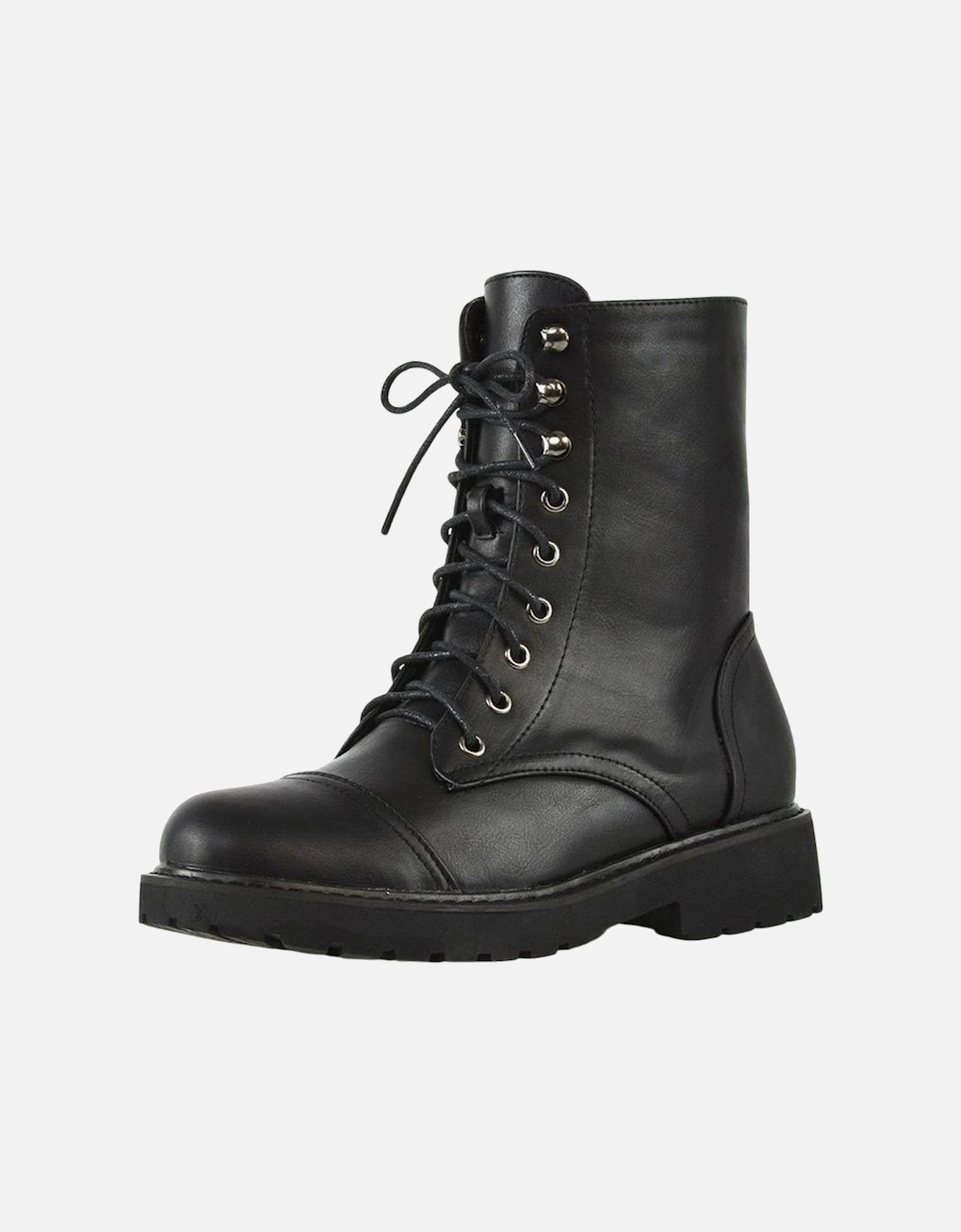 Womens/Ladies River Zip Military Low Heel Combat Boots