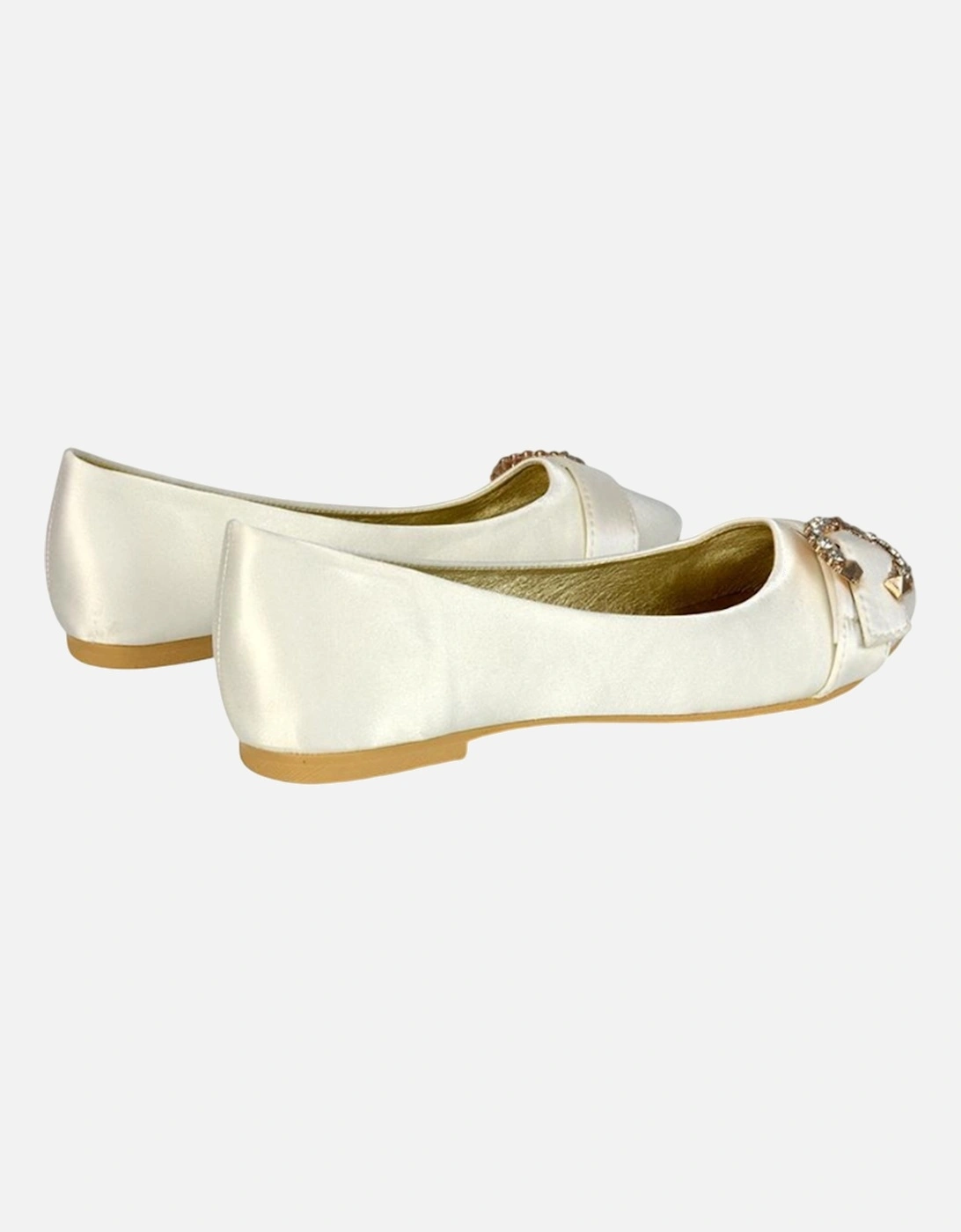 Womens/Ladies Ferne Broach Front Diamante Bridal Ballerina Flats