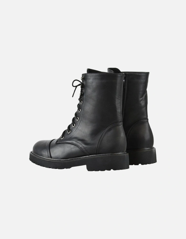 Womens/Ladies River Zip Military Low Heel Combat Boots