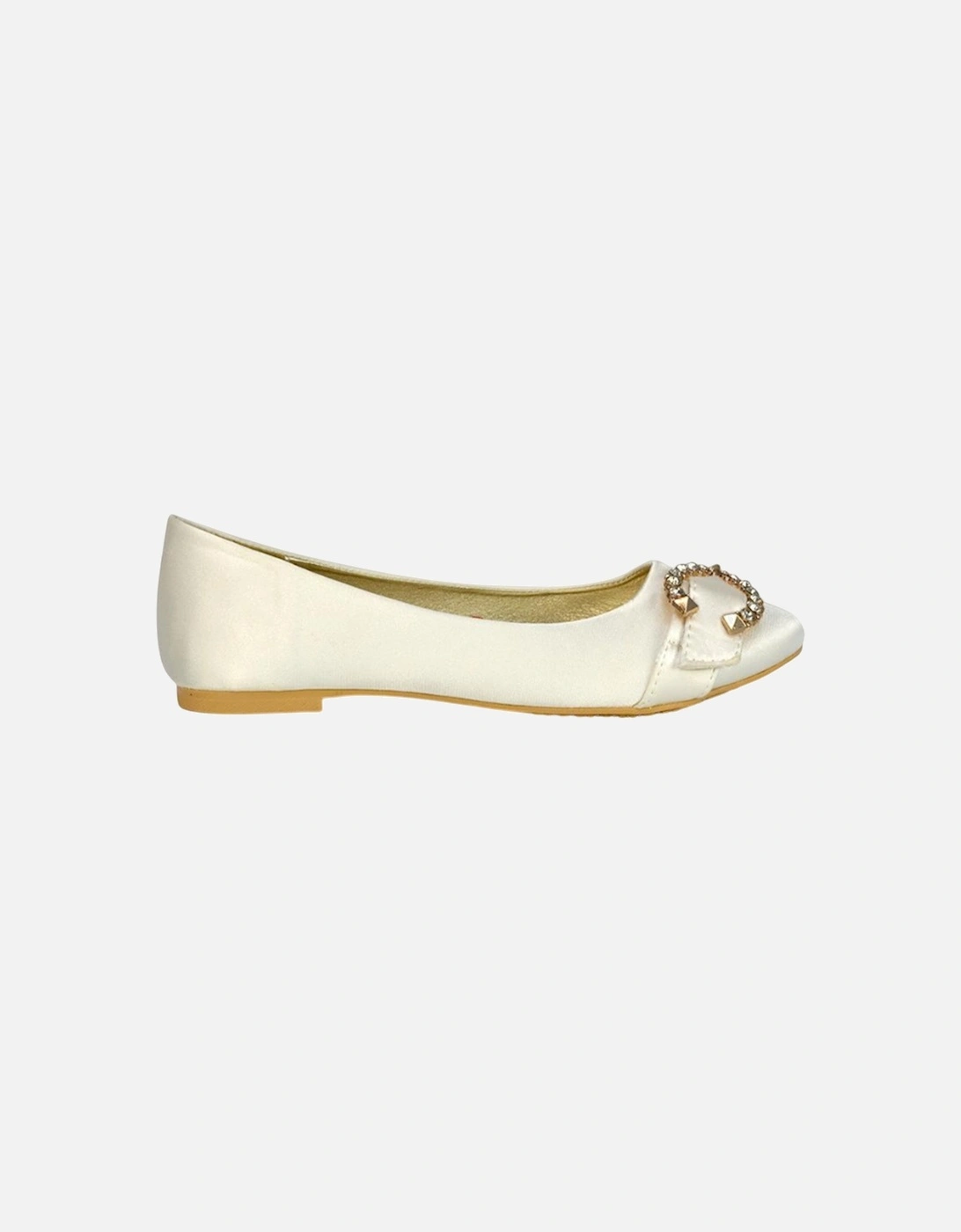 Womens/Ladies Ferne Broach Front Diamante Bridal Ballerina Flats