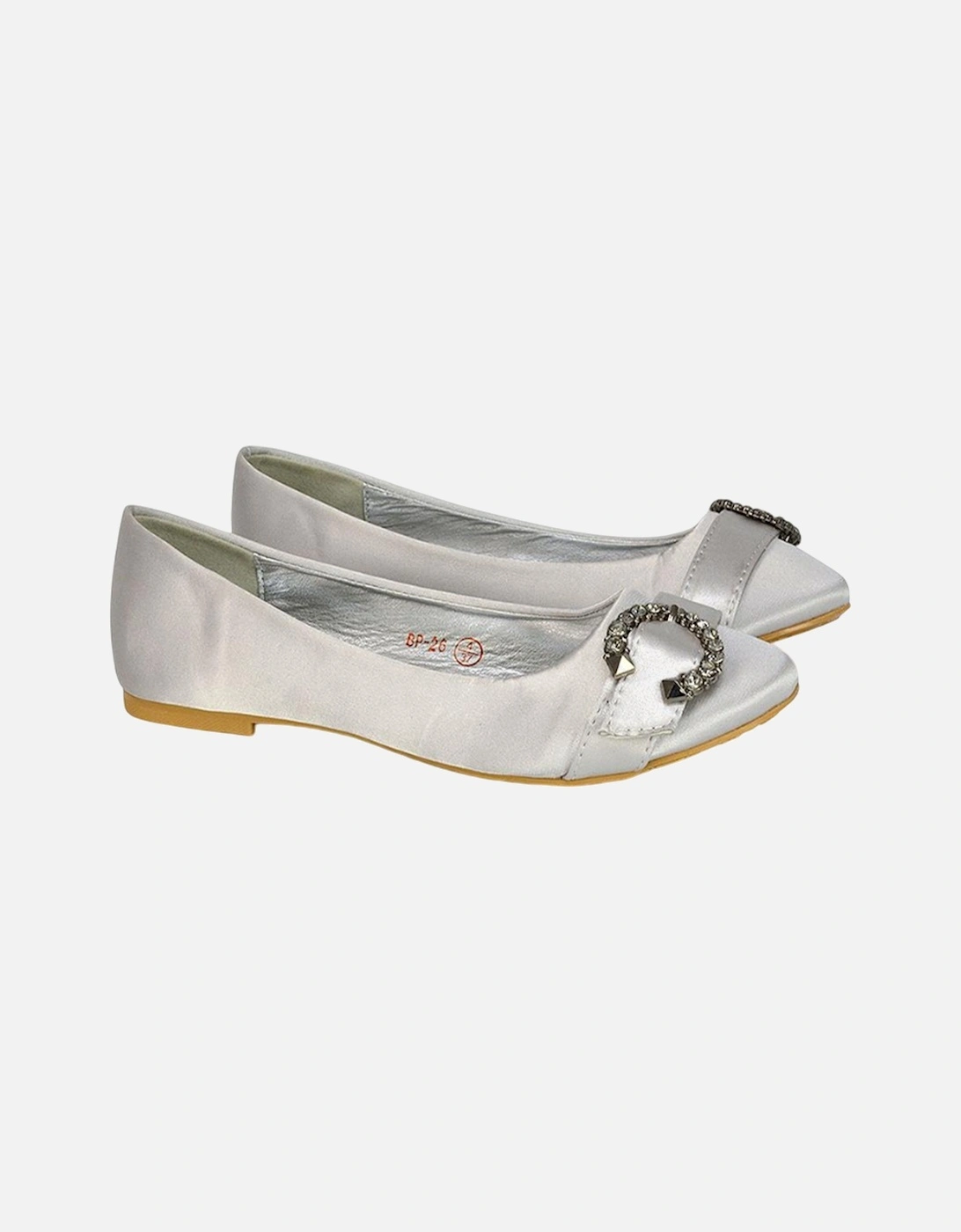 Womens/Ladies Ferne Broach Front Diamante Bridal Ballerina Flats, 5 of 4