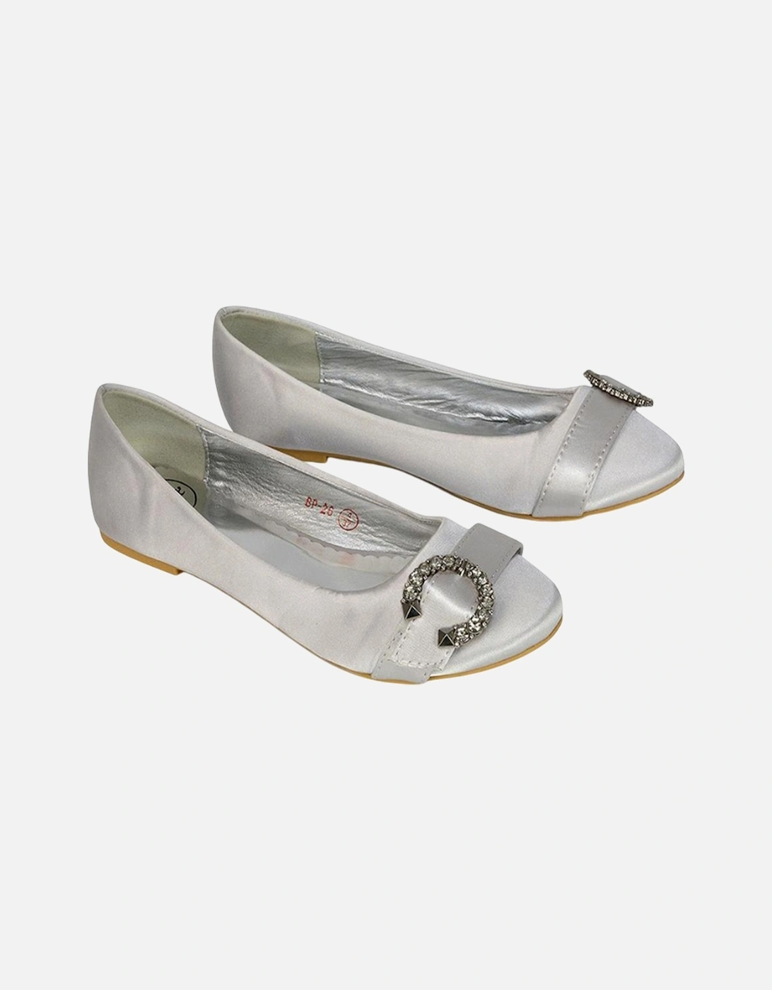 Womens/Ladies Ferne Broach Front Diamante Bridal Ballerina Flats