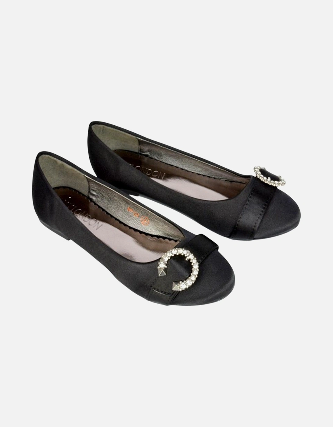 Womens/Ladies Ferne Broach Front Diamante Bridal Ballerina Flats