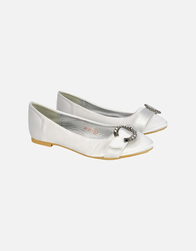 Womens/Ladies Ferne Broach Front Diamante Bridal Ballerina Flats