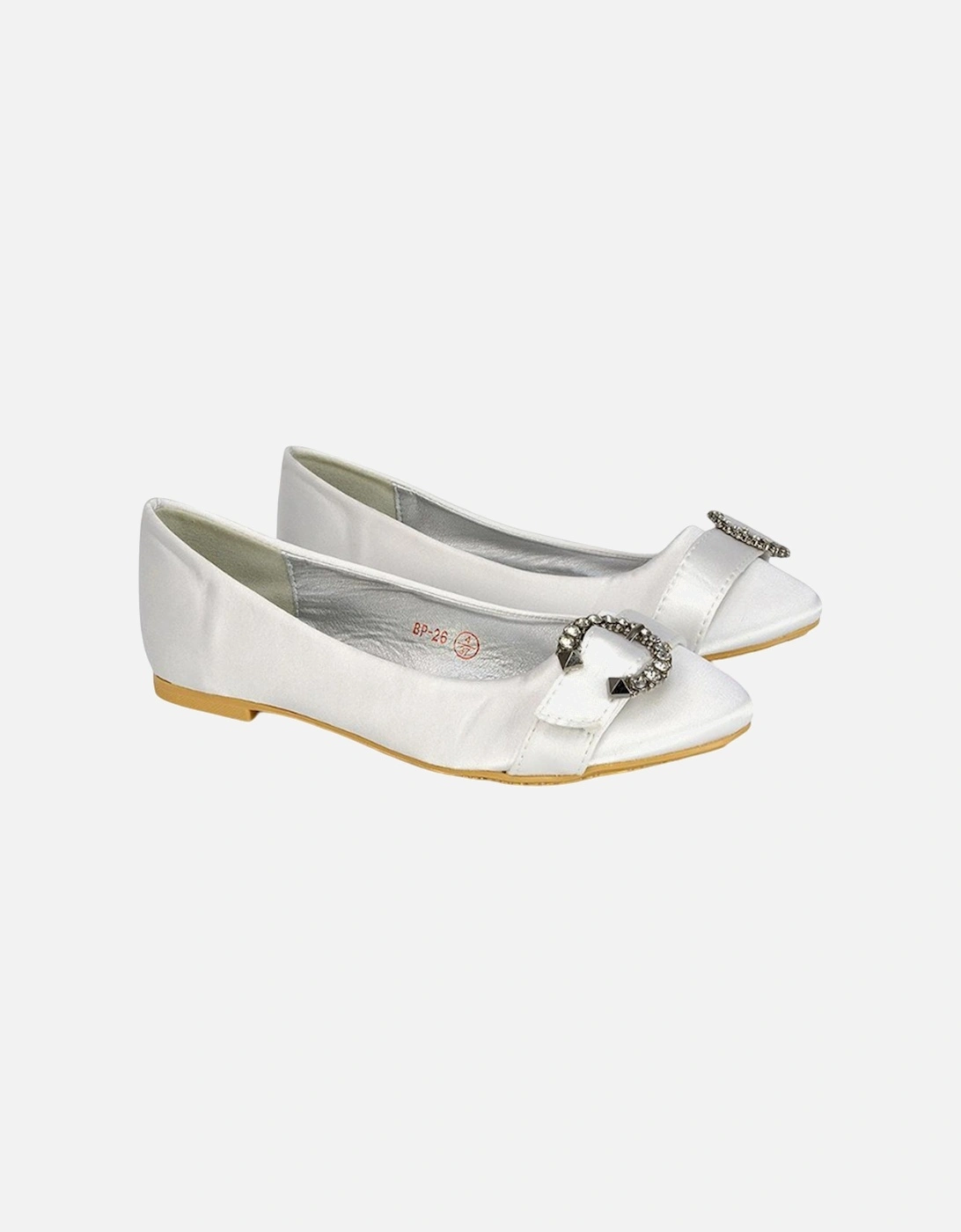 Womens/Ladies Ferne Broach Front Diamante Bridal Ballerina Flats, 4 of 3