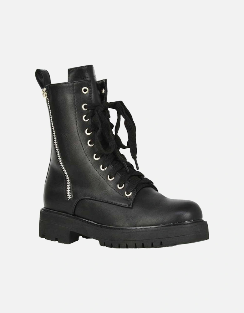 Womens/Ladies Bianca Military Chunky Flat Combat Boots