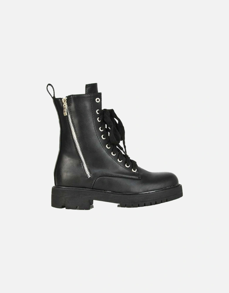 Womens/Ladies Bianca Military Chunky Flat Combat Boots