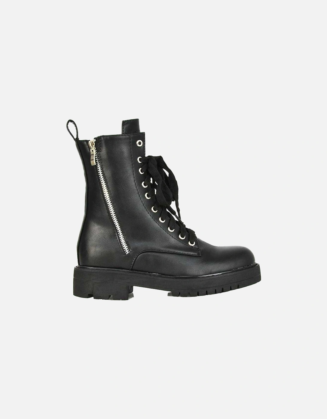 Womens/Ladies Bianca Military Chunky Flat Combat Boots