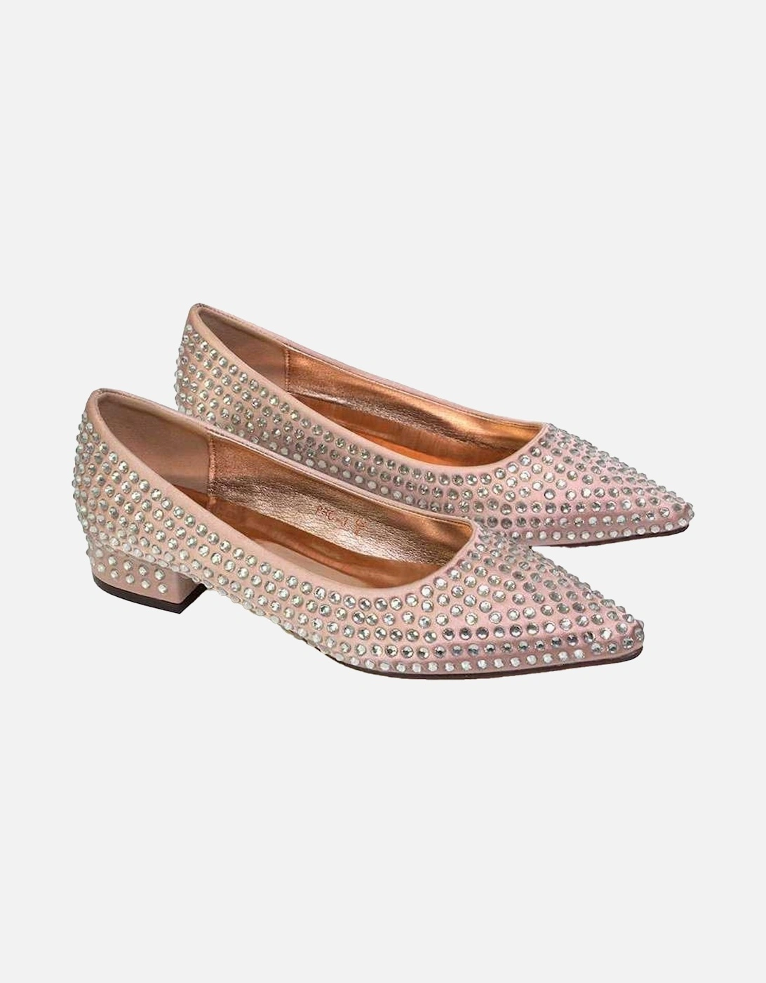 Womens/Ladies Gemini Diamante Wedding Low Block Heel Pumps