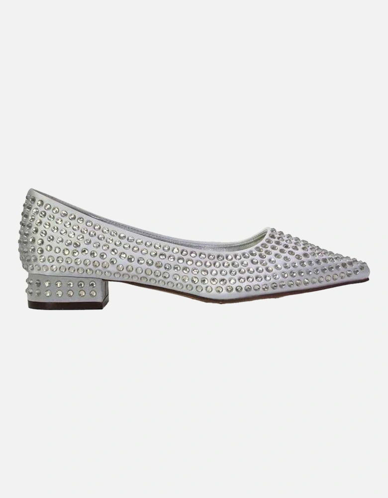 Womens/Ladies Gemini Diamante Wedding Low Block Heel Pumps