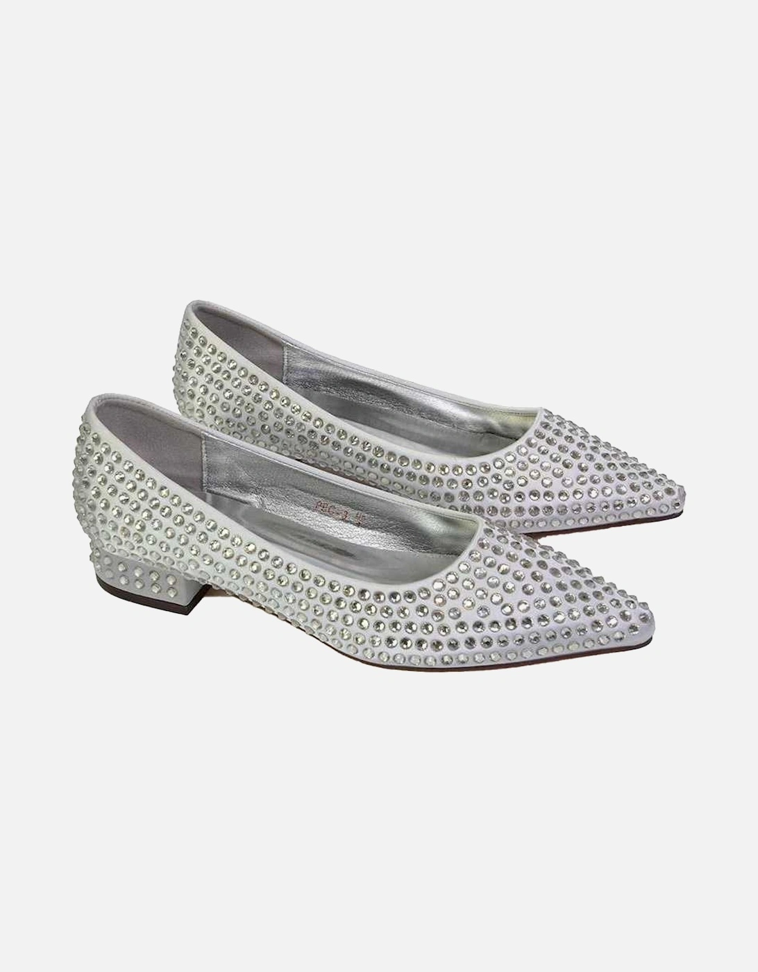 Womens/Ladies Gemini Diamante Wedding Low Block Heel Pumps